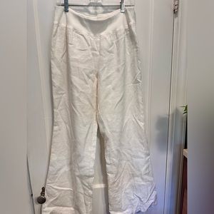 Lined white linen pants